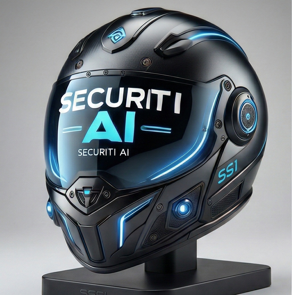 Futuristic motorcycle helmet product photo (demo)